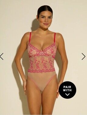 Cosabella Ushuaya Underwire bodysuit Teddy Sz M $235 Flori Pink